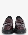 Christian D1OR Burgundy Brushed Leather Platform Loafers Size 35