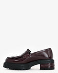 Christian D1OR Burgundy Brushed Leather Platform Loafers Size 35