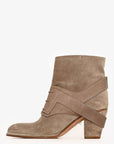Christian D1OR Beige Suede Leather Buckle Detail Ankle Boots Size 35.5