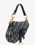 Christian D1OR 2019 Blue Oblique Jacquard Mini Saddle Bag With Strap