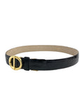Christian D1OR Buckle Leather Belt Black,Gold Vintage 3yfefk