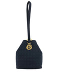 Christian D1OR Cannage Logo Charm Drawstring Shoulder bag Black Vintage i5e87z