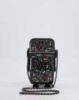 *COLLECTORS* CH Black Glittered Plexiglass Robot Minaudière Bag with Silver Hardware