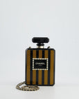 *COLLECTORS* CH Black and Glittered Gold Glittered Plexiglass Perfume Bottle with Pearl Detail