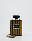 *COLLECTORS* CH Black and Glittered Gold Glittered Plexiglass Perfume Bottle with Pearl Detail
