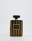 *COLLECTORS* CH Black and Glittered Gold Glittered Plexiglass Perfume Bottle with Pearl Detail