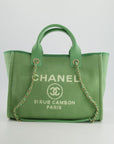 *HOT* CH Pistachio Green Canvas Small Deauville Tote Bag with Champagne Gold Hardware