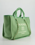 *HOT* CH Pistachio Green Canvas Small Deauville Tote Bag with Champagne Gold Hardware