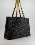 *RARE* CH Vintage Black Bag in Quilted Canvas Logo Print with Gold Hardware