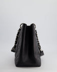*AMAZING SHAPE* CH Black GST Grand Shopper Tote Bag in Caviar Leather with Silver Hardware