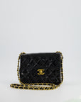 *RARE* CH Vintage Black Mini Square Flap Bag in Patent Leather with 24k Gold Hardware