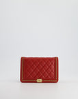 *FIRE PRICE* CH Red Boy Wallet on Chain in Quilted Lambskin Leather with Gold Hardware and Chain Detail