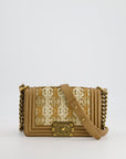 *LIMITED EDITION* CH Gold Metallic Small Boy Bag In Calfskin Leather with Antique Gold Hardware CC Details