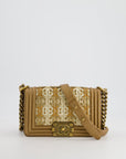 *LIMITED EDITION* CH Gold Metallic Small Boy Bag In Calfskin Leather with Antique Gold Hardware CC Details