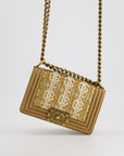 *LIMITED EDITION* CH Gold Metallic Small Boy Bag In Calfskin Leather with Antique Gold Hardware CC Details
