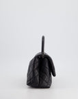 *FIRE PRICE* CH Black Small Caviar Quilted Coco Handle Flap Bag with Black Calfskin Handle and Ruthenium Hardware
