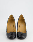 *FIRE PRICE* CH Black Round Toe Heels with Quilted Leather & Zip Details Size EU 40.5