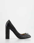 *FIRE PRICE* CH Black Round Toe Heels with Quilted Leather & Zip Details Size EU 40.5