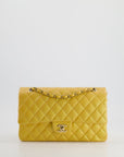 *HOT* CH Iridescent Mustard Yellow Medium Double Flap Bag in Lambskin Leather with Champagne Gold Hardware