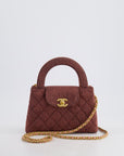 *HOT & RARE* CH Dark Pink Small Mini Kelly Shopping Bag in Denim with Brushed Gold Hardware