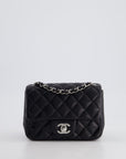 *HOT* CH Black Mini Square Flap Bag in Lambskin with Silver Hardware