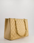 *AMAZING SHAPE* CH Beige Caviar GST Grand Shopper Tote Bag with Gold Hardware