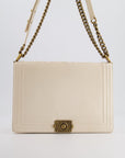 *FIRE PRICE* CH Ivory Large Boy Bag in Lambskin Leather with Antique Gold Hardware