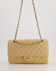 *FIRE PRICE* CH Beige Medium Classic Double Flap in Caviar Leather with Silver Hardware