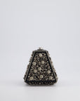 *RARE* CH 2012 Pre-Fall Paris-Bombay Collection Black Leather & Silver Hardware Detail Pyramid Evening Bag