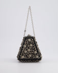 *RARE* CH 2012 Pre-Fall Paris-Bombay Collection Black Leather & Silver Hardware Detail Pyramid Evening Bag