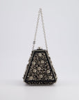 *RARE* CH 2012 Pre-Fall Paris-Bombay Collection Black Leather & Silver Hardware Detail Pyramid Evening Bag