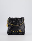 *RARE* CH Mini 22 Bag in Black Shiny Calfskin with Gold Hardware