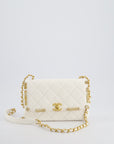 *LIMITED EDITION* CH White Paris Monaco Mini Single Flap Bag with Black Interior, Crystal Details and Brushed Gold Hardware