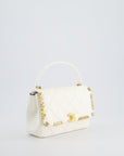 *LIMITED EDITION* CH White Paris Monaco Mini Single Flap Bag with Black Interior, Crystal Details and Brushed Gold Hardware