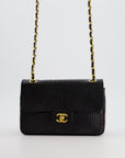 *RARE* CH Black Classic Flap Bag in Shiny Crocodile Leather with Gold Hardware