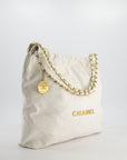 *FIRE PRICE* CH 22 Small Bag in White Aged Calfskin with Brushed Gold Hardware