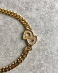 Christian D1OR CD Logo Motif Rhinestone Bracelet Gold Vintage chgiwy