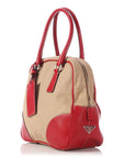 PRD Beige Canvas and Red Leather Bowling Bag