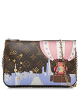 Brown LV Monogram Double Zip Pochette Illustre Vivienne Shanghai Clutch Bag