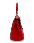 Be D1OR Top Handle Bag Red in Calfskin, Silver hardware