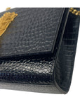 YSL Kate Medium in Black Croc Embossed Leather