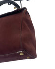 YSL Burgundy/Black Suede and Leather Medium Moujik Tote Bag