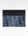 30 Montaigne Freesia Card Holder Blue Denim D1OR Oblique Jacquard