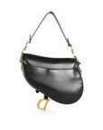 CHRISTIAN D1OR Black Calfskin Leather Saddle Bag