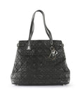 CHRISTIAN D1OR Black Coated Canvas Cannage Panarea Medium Tote Bag