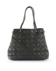 CHRISTIAN D1OR Black Coated Canvas Cannage Panarea Medium Tote Bag
