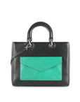 CHRISTIAN D1OR Black Leather Limited Edition Pocket Large Lady D1OR Tote Bag