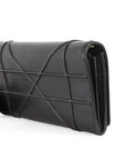 CHRISTIAN D1OR Black Pebbled Leather D1ORama Wallet On Chain