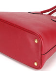 PRD CONVERTIBLE DOME SATCHEL LARGE RED SAFFIANO LEATHER GOLD HARDWARE, WITH CARD, STRAP & DUST COVER