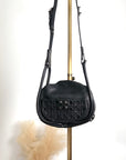 Christian D1OR Cannage Round Shoulder bag Black Vintage kb2urx
